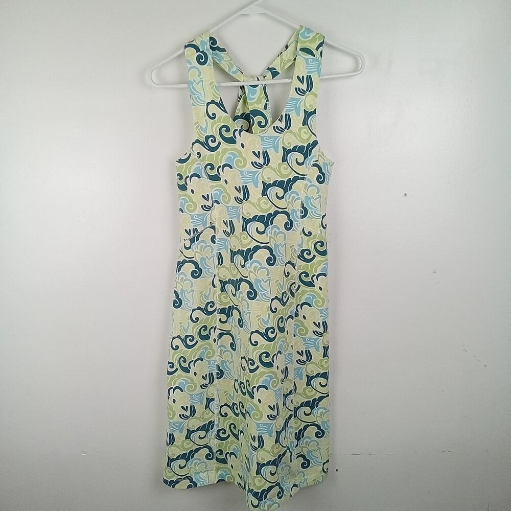 Title Nine Women's Hawaiian Athletic Dress Small Green Blue Razor Back Stretch